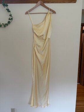 Elegant One-Shoulder Cream Slip Dress